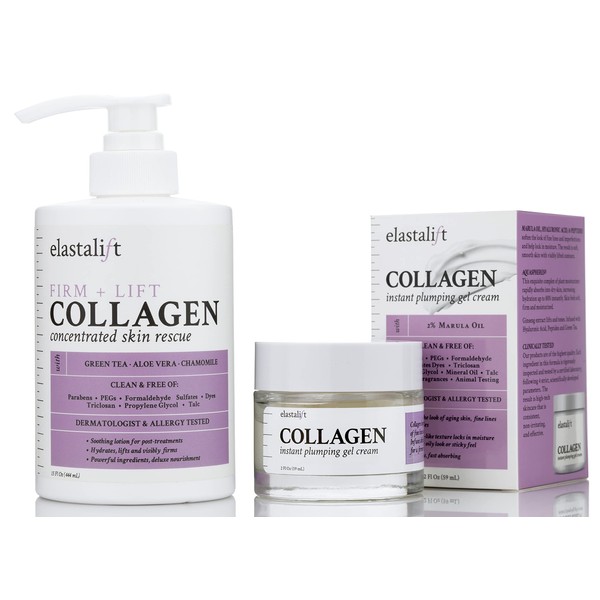Elastalift Collagen Face Lotion + Collagen Body Cream Multi Lift Moisturizer 2PC Skin Care Set, Anti Aging Collagen Plumps, Firms, & Smooths Fine Lines, Sagging Skin & Wrinkles, 2-PC Set