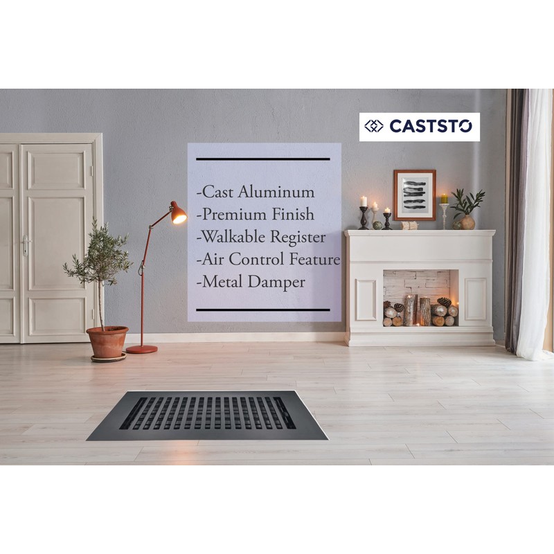 Caststo Cast Aluminum Contemporary Vent Cover - Black Model Rock