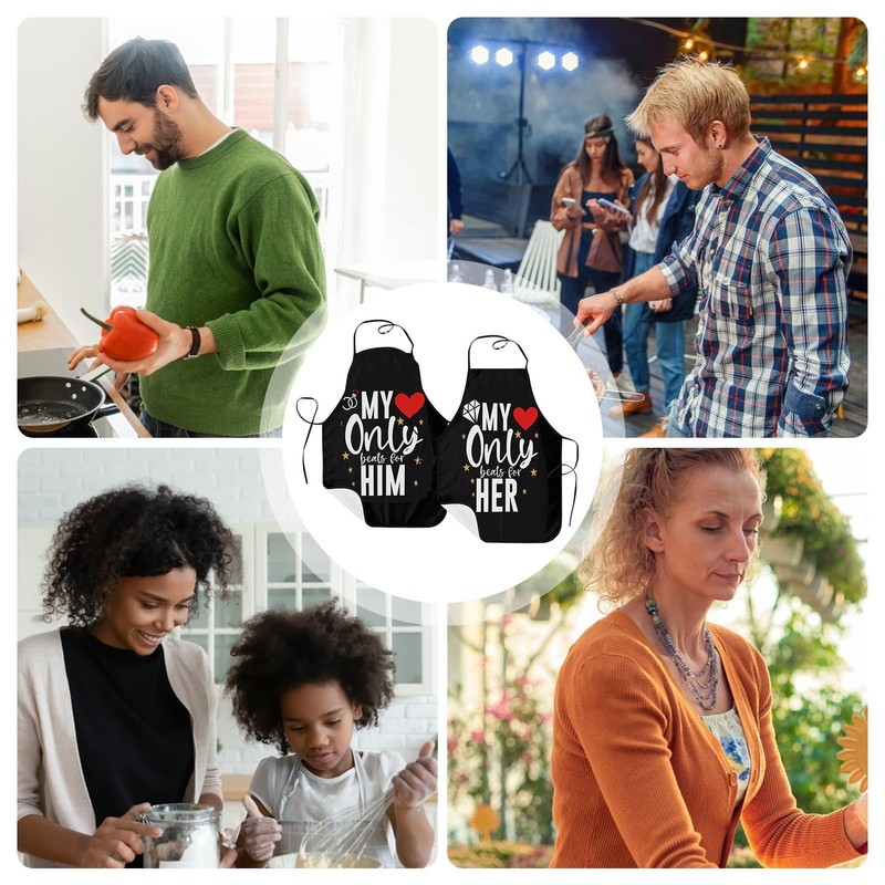 EUBEISAQI Couple Aprons for Valentine's Day | Adjustable Kitchen Couples