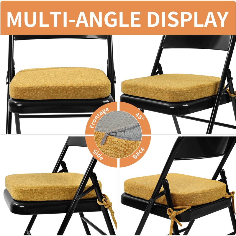 SINOSSO Memory Foam Chair Cushions for Folding Chairs 4 Pack,