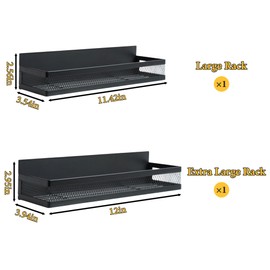 2 pack Magnetic Spice Rack for Fridge and Oven, Metal Spice Organizer Shelf, Black Cabinet Organizers for Kitchen