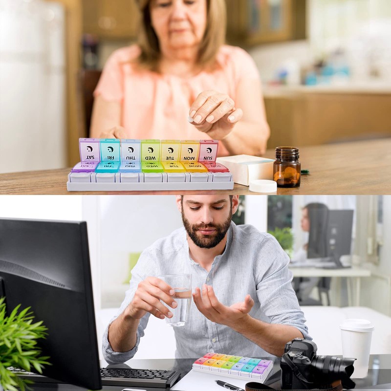 Fullicon Pill Organizer 2 Times a Day Large, Weekly Pill