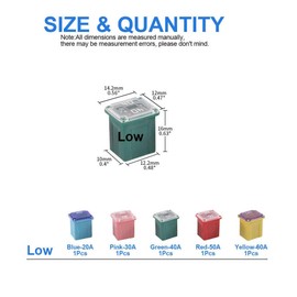 30 pc Automotive Low Profile JCASE Box Shaped Fuse Kit for Ford, Chevy/GM, Nissan, and Toyota Pickup Trucks, Cars and SUVs