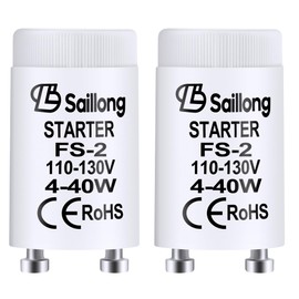 Saillong 2 Pack White Fluorescent Starter for Use with 4-40W Preheat Fluorescent Lamps, CE Certified Fluorescent Tube Neon Starter Use in 110-130V (F S-2/s2)