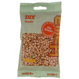 Hama Midi Bio Beads Bag | Approx. 1000 Fuse Beads | Mosaic Decoration Arts & Craft for Creative Children Ages 5+ | Beige
