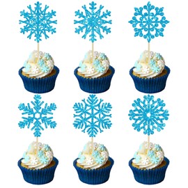 24 piezas de adornos de copos de nieve para magdalenas, copos de nieve, copos de nieve, copos de nieve, decoraciones de tartas para baby shower, niños, cumpleaños, Navidad, fiesta, decoración de pasteles