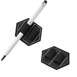 Lunpliran Pen Loops Pencil Loop Holders Self-Adhesive PU Leather Pad with Double Elastic for Stylus, Pencil of Touch Screens, Books, Surface Laptop, Journal and More(Rectangle, 4PCS)