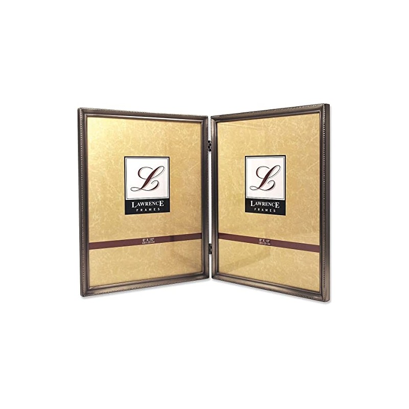 Lawrence Frames 11580D Antique Pewter 8x10 Hinged Double Picture Frame