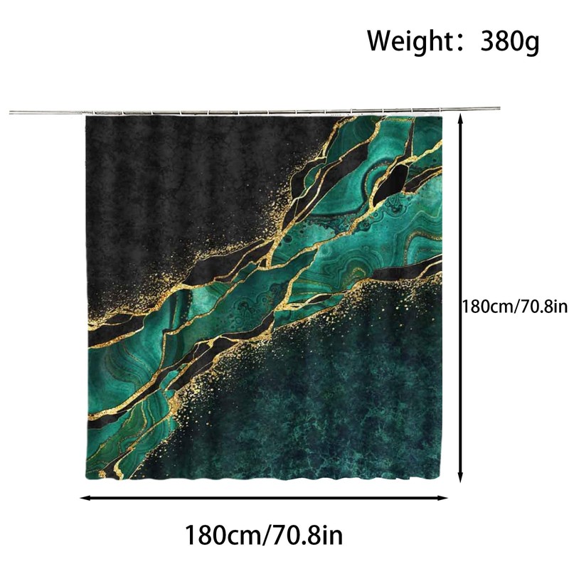 FAIRYGATE Green Shower Curtain Abstract Emerald Green Polyester Shower Curtains