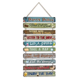 Outdoor Porch Rules Signs, Motivational Outdoor Rules Plaque with Inspirational Quotes,Funny Rules Sign, Wood Sign Decor, Weatherproof Porch Decorative Signs for Backyard Home