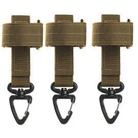 ACEXIER 3pcs Outdoor Keychain Tactical Gear Clip Keeper Pouch Belt Keychain EDC Molle Webbing Gloves Rope Holder Military Molle Hook (Tan)