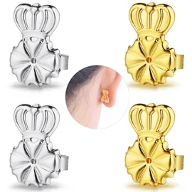 DELECOE Earring Lifters Hypoallergenic Earring Backs for Droopy Ears Adjustable 14K Gold Plated Secure Earring Backs Repacements for Heavy Studs Droopy Earrings (Gold&Silver)