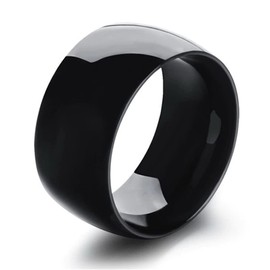 ZENSE - Men's Black Titanium Steel Ring ZR0164, Non-precious metal