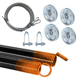 G.A.S Hardware Heavy-Duty Double-Looped Garage Door Extension Springs Bundle 170 lb (Orange) Springs, 3" Pulleys, and Extension Cables for 7' Feet Garage Door | Garage Door Hardware Parts