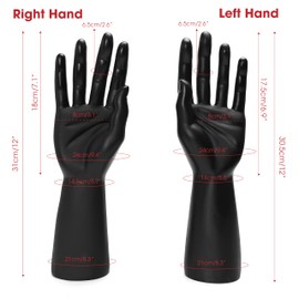 1 Pair of Male Mannequin Hand Display for Jewelry Left Right Display Holder Bracelet Necklace Ring Stand Plastic Forearm Human Casting for Jewelry Ring Decor (Black, Normal)
