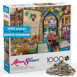 Buffalo Games 1000 Piece Puzzle Life is an Open Book Venice - 26.75 x 19.75 in, Poster Included - Vibrant Collage Artwork & Colorful Puzzles - Italy Puzzle Design & Aimee Stewart Artwork