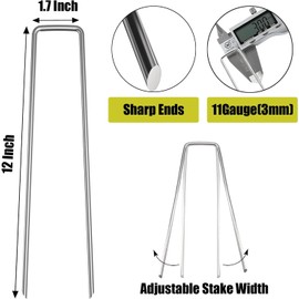 50Pcs 6inch Extra-Long U-Shaped Garden Securing Pegs,Anti-Rust Garden Stake for Dog Fences,Securing Weed Barrier Fabric Netting, Irrigation Hoses, Ground Sheets and Fleece,etc