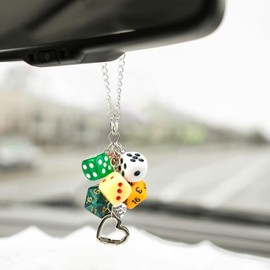 Car Rear View Mirror Dice Hanging Ornament,Retro Car Mirror Hanging,Funny Auto Rear View Mirror Accessories Decoration,Car Dashboard Accessories (Green)