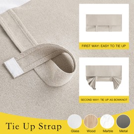 NICETOWN Natural 100% Blackout Linen Door Curtains, Room Darkening Privacy Protect French Door Blinds, Thermal Insulated Window Shades Closet Drapes for Bedroom/Basement, 26 x 40 Inch (1 Panel)