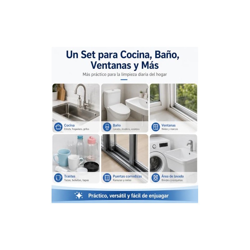 Juego de 14 Cepillos de Limpieza para Baño y Cocina,