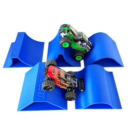 Jeff Did It! 1/24th Monster Truck Ramp Set Includes 5 Stunt/Jump Ramps - 200MM - Works as Display Stand - Includes Anti Slip Rubber Feet - Great Gift! (Blue)
