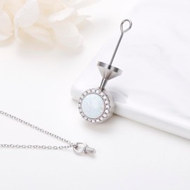 Yearace Sterling Silver Opal Urn Necklace for Women, Adult, Memorial Gift, 925 Sterling Silver, 20 Inches Chain