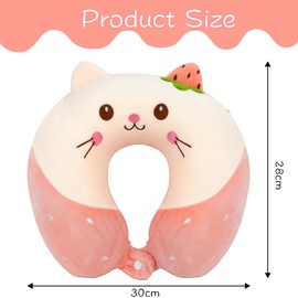 Tier Reisekissen Rosa, Kinder Nackenkissen, Cartoon U-förmiges, Memory Schaum Nackenkissen, Stützkissen für Auto Zug Büro Heim Flugzeug für Reisen