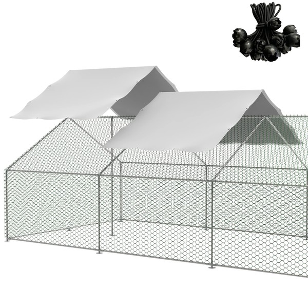 Outdoor Metal Chicken Coop Cover with 44 pcs Ball bungees