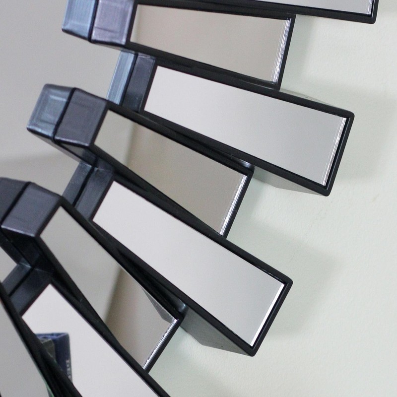 Northlight 25.5" Round Matte Black Aztec Sunburst Wall Mirror