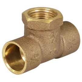 Supply Giant DDGU1238 C X F Cast Brass Tee Fitting with Solder Cups and Female Threaded Branch, 1/2" x 3/8, 1/2" x 1/2" x
