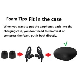 JNSA Replacement Memory Foam Ear Tips Noise Canceling Foam Eartips Ear Plug Ear Tip Gels Compatible with Powerbeats Pro, [Fit in Case],L/M/S 3 Size 6 Pairs,Black (Foampbeatspro)