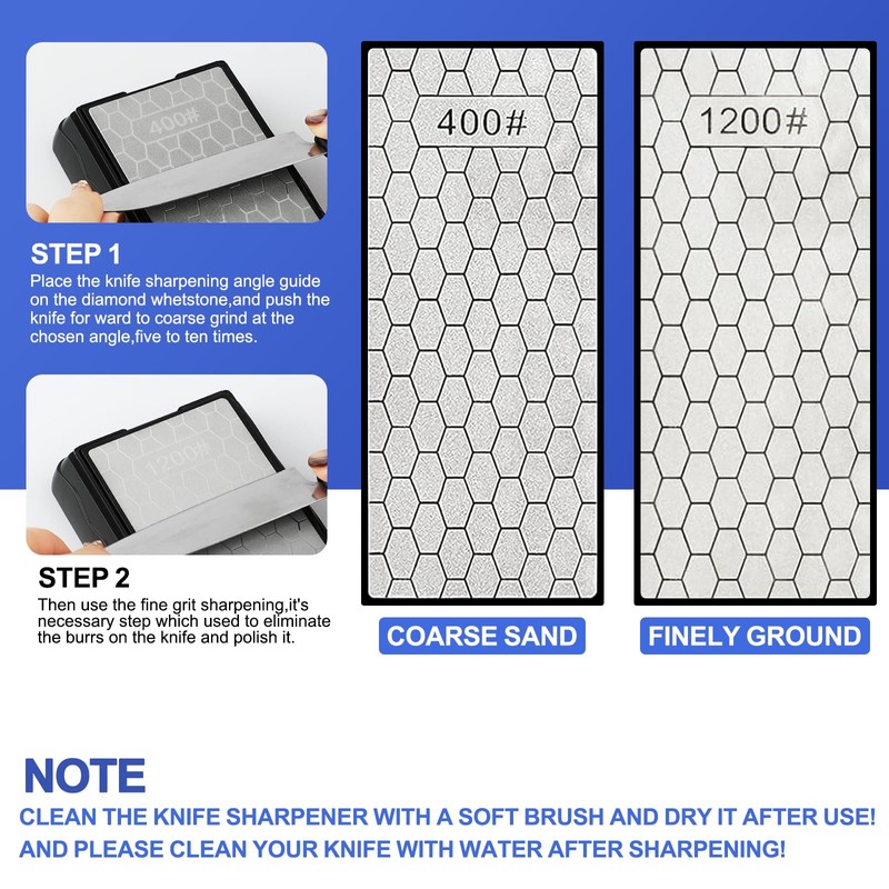Double-sided Diamond Sharpening Stone,Knife Sharpening Stone with Extra Fine 1200/Coarse
