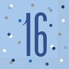 Unique 83554 Blue Polka Dots 16th Birthday Luncheon Napkins Disposable