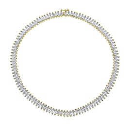 Bling Jewelry Vintage Art Deco Style Holiday Day Party Bridal Clear White Cubic Zirconia Simulated Gemstone Marquise AAA CZ Formal Statement Tennis Necklace for Women Prom Wedding Gold Plated