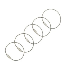Luggage Tag Loops Waterproof Cable Key Ring Stainless Steel String 6 Inch Keychain by LouisJoeYu - Pack of 5