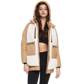 Orolay Women's Sherpa Jacket Thickened Puffer Down Coat Fuzzy Fleece Jacket Apple Cinnamon M