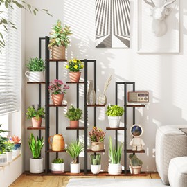 S AFSTAR 3 Pieces Plant Stand Set, Tiered Plant Stand with Anti-tipping Device & Metal Frame, Corner Plant Shelf Indoor Plant Holders for Balcony, Bedroom, Living Room & Industry