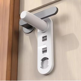 Door Lever Lock Child Safety (2 Pack) White Childproof Door Lock with Dual-Hand Operation - Keeps Children and Pets from Opening Doors - No Drilling or Tools Required - 90-Degree Rotating Handle