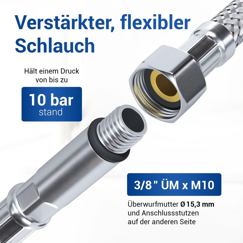 VIOKS Flexible Hose Kitchen Tap 3/8 Inch Outer Diameter x