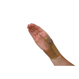 Elastic Thumb Spica, Support, Splint. Beige, Left/Right. for Sprains, Mild Joint Traumas, Arthritis, Sports Injuries, Tendinitis, Bursitis, Thumb Pain, Stabilization. Medically Approved, Small Right