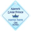 Nanny's Little Prince On Board Car Sign New Baby /