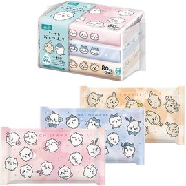 Chiikawa 99% Pure Water Wipes, 80 Sheets x 3, Fluffy Sheet, Additive-Free, Made in Japan, Chiikawa, Hachiwaret, Rabbit, 3 Patterns Random Assortment