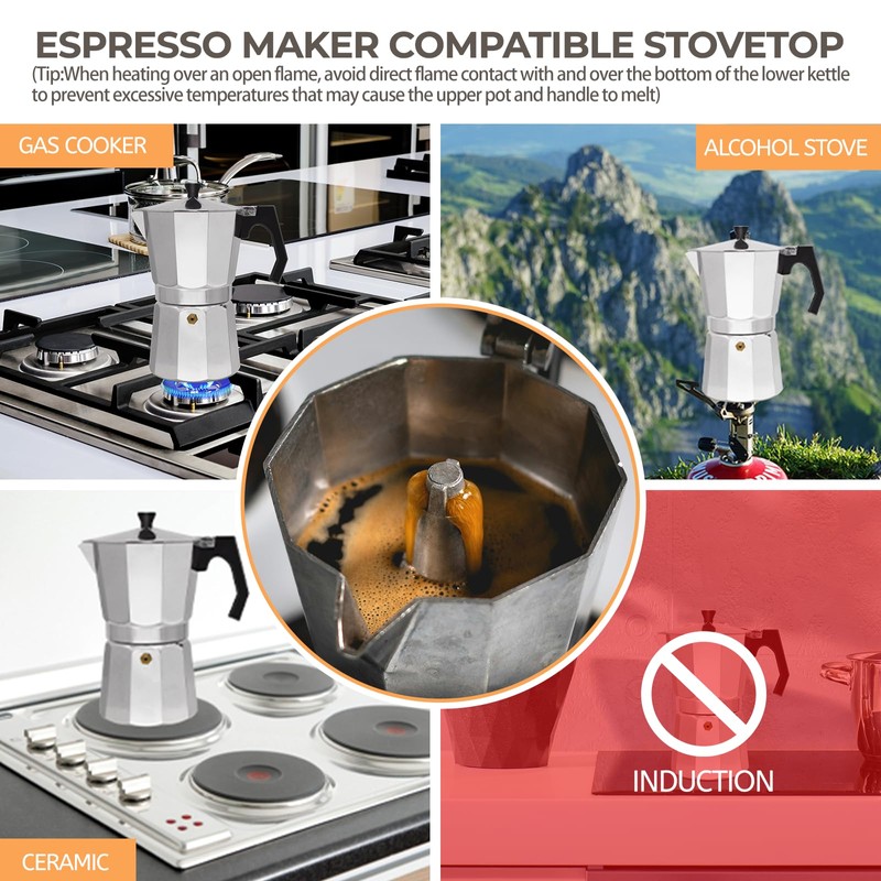 Aluminum 14 Cup 700ml Moka Pot Express Coffee Maker Stovetop