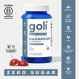 ZERO SUGAR Goli Magnesium Gummies - 260mg Magnesium, Vitamin D, No Artificial Sweeteners, No Sugar Alcohols. Gelatin-Free, Gluten-Free, Vegan & Non-GMO.