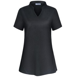 Vldnery Plus Size Athletic Tops for Women Golf Polo Shirts Moisture Wicking Workout Yoga Tshirt Tennis 2XL #01 Charcoal Black