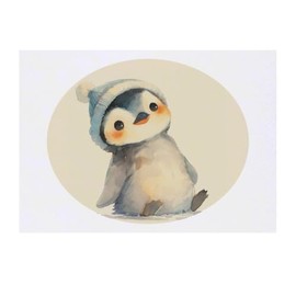 'Cute Penguin Wearing Beanie' Temporary Tattoo - Water Resistant, Skin-Safe, Non-Toxic Transfer (TO00082679)