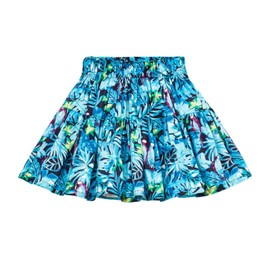 Faldas midi estampadas florales con forro de pantalones cortos integrados para niñas, niños y niños pequeños, Azul, hoja, 10 Años