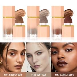 Liquid Contour Makeup Concealer Built-in Sponge, Concealer Sculpting Facial Makeup, Long-Lasting Waterproof Creamy Bronzer Smooth Natural Matte Liquid Contour (#101 Golden Sun)