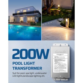 DEWENWILS 200W Low Voltage Transformer, 120V AC to 12V/13V/14V AC, for Landscape and Pool Lights, Spa, Underwater Fountain Lights