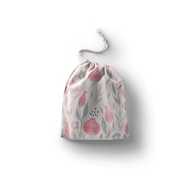 Le Jardin du Lin Printed Cotton Bags with Drawstring, Shopping Bag, Fabric Bag, Fabric Bag, Vegetable Bag, Reusable, Environmentally Friendly, Multipurpose, Foldable, Size: 20 x 30 cm